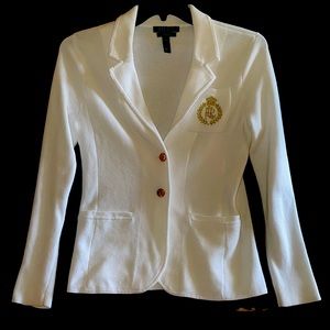 Small EUC white Ralph Lauren sweater jacket